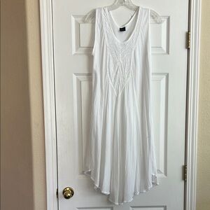 White Asymmetrical Tiered Sundress Coverup
